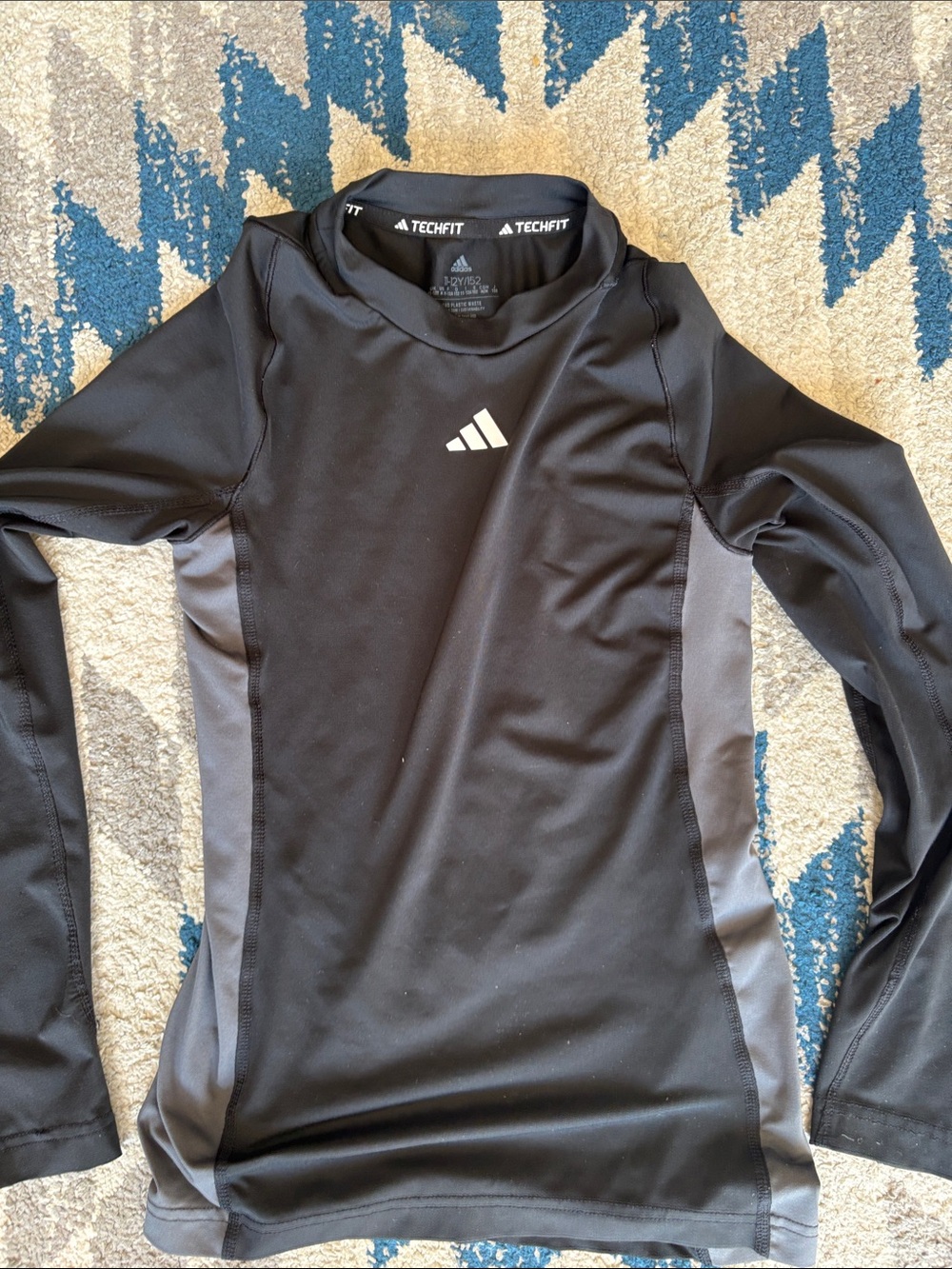 adidas Black and Gray Long Sleeve Techfit Top